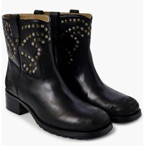 Free People Harmony Studded Black Leather Ankle Boot Size 8